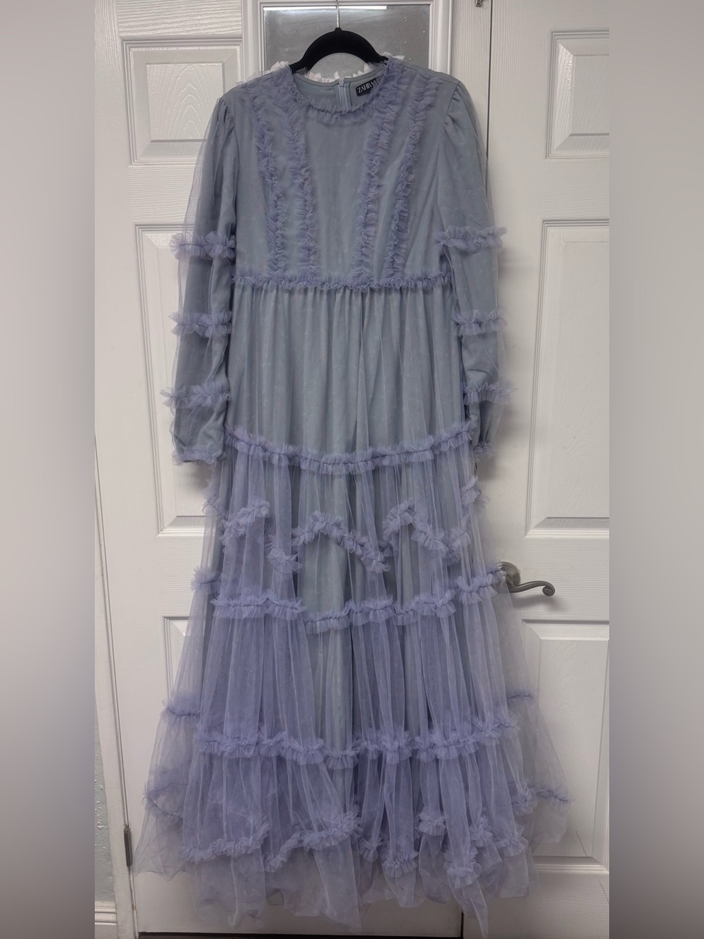 Lavender Ruffle Tulle Maxi Dress - Elegant Women's Evening Gown